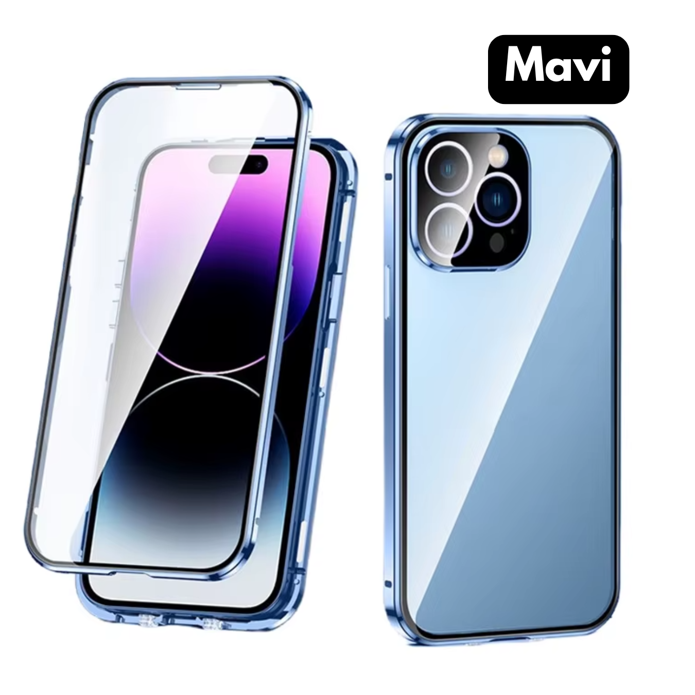 iPhone Manyetik Metal Kılıf + Hayalet Ekran